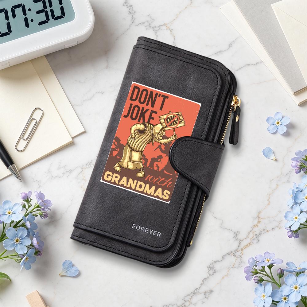 Funny Grandma Print Women Wallet Cute Leather Purse Card Holder Gift for Granny