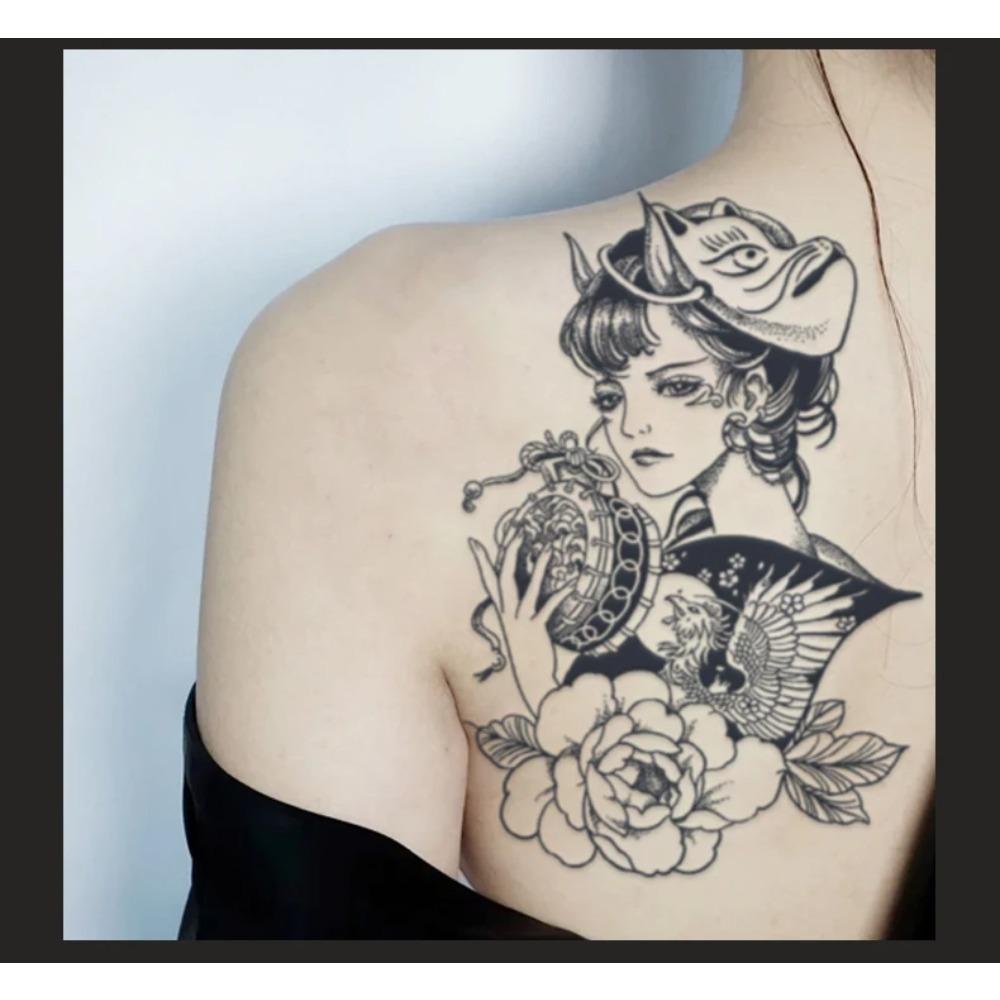 Japanese Geisha, Lasting 1-2 Weeks Waterproof, Temporary Tattoo Stickers, Realistic Semi-Permanent Arm Fake Tattoos.