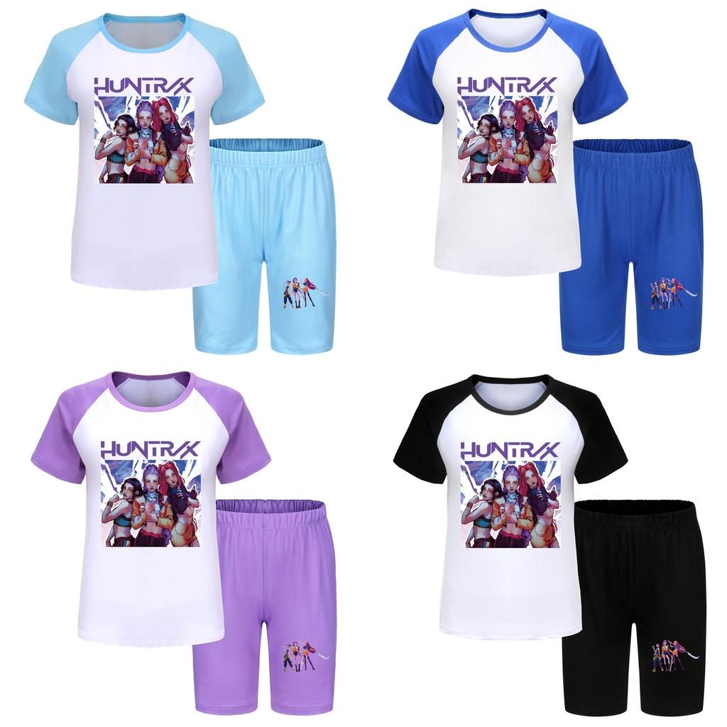 Kpop Demon Hunters Children Summer Shorts And T Shirt Set With Cotton Fabric For Active Kids
