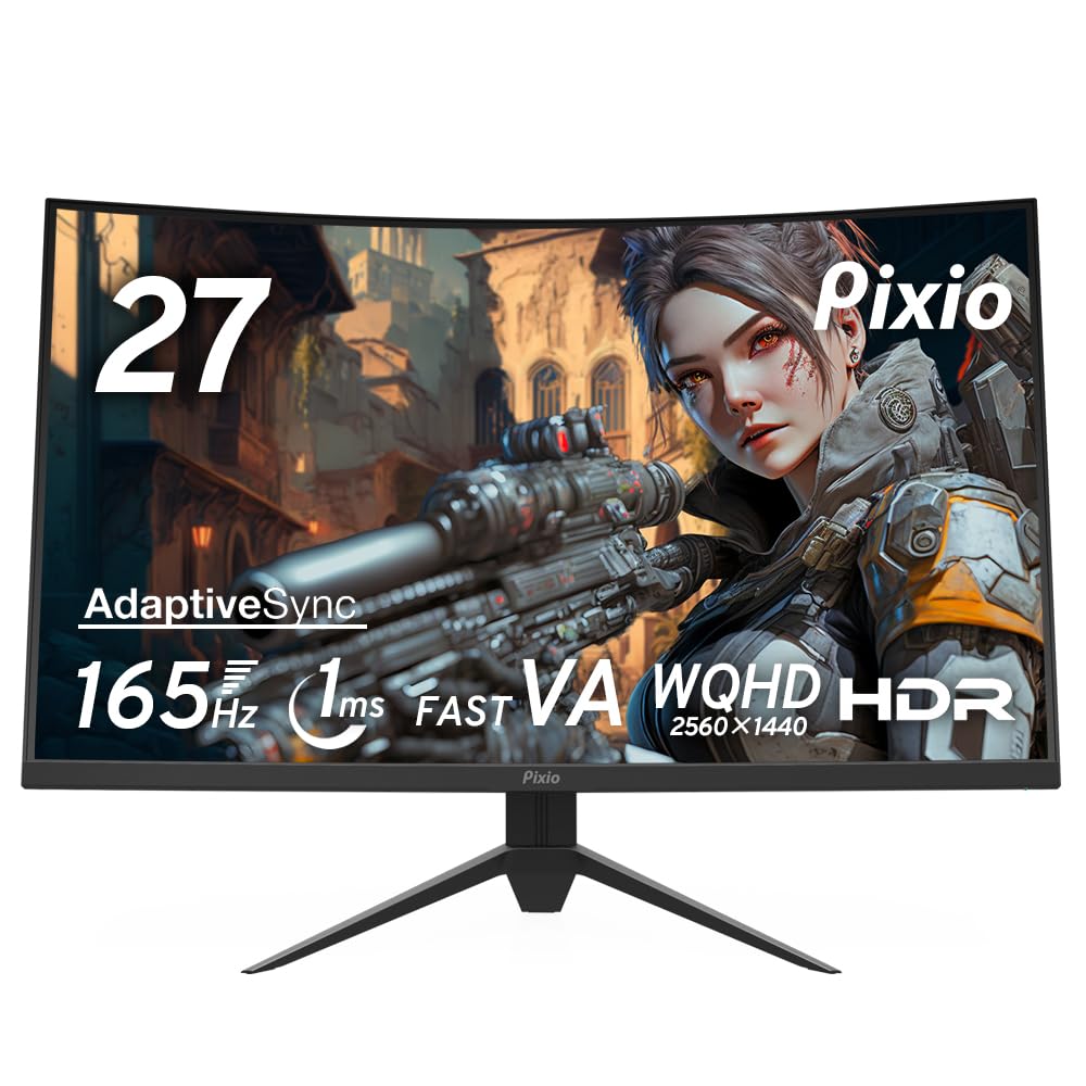 Pixio PXC277A Curved Gaming Monitor 27 Inch WQHD VA 165Hz 1ms