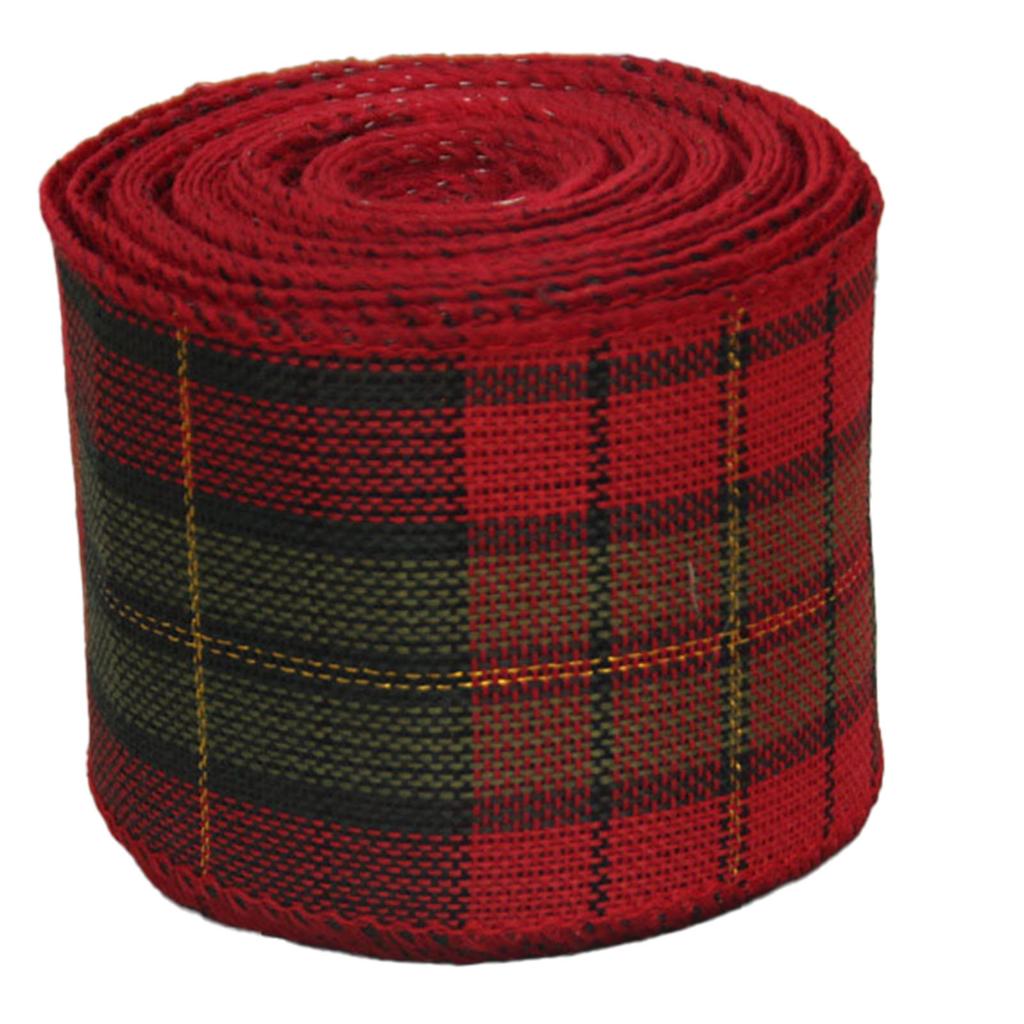 6M Christmas Checkered Wired Edge Weave Ribbon Plaid Black Red Green Diamond Check Pattern Craft Christmas Decoration Linen