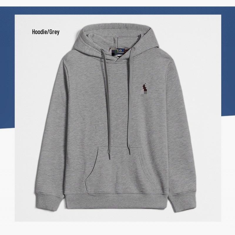 Men's Business RL Ralph LF Embroidered Pony Logo Zip-Up Hoodie Sweatshirt Versatile Outerwear