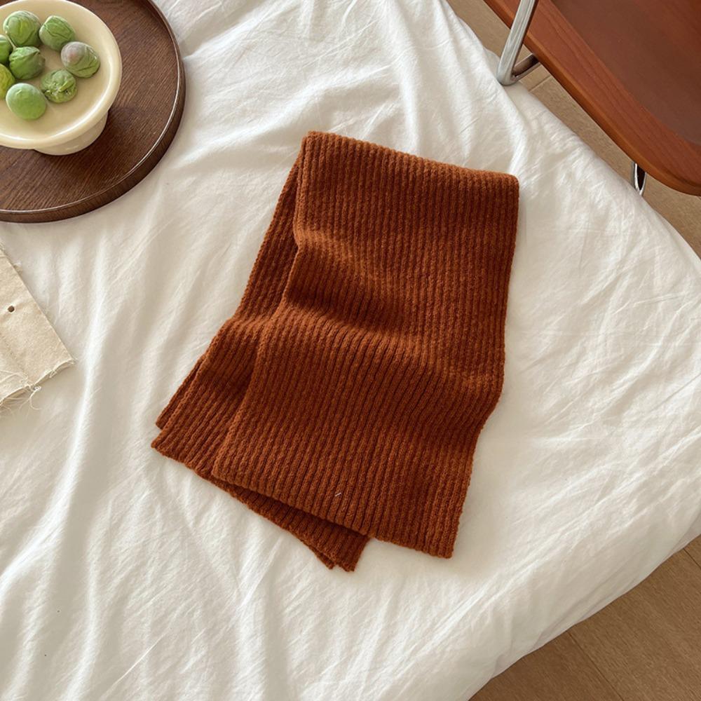 Keep Warm Knitted Scarves Long Wool Shawl Elegant Solid Color Scarf  Clothing Accessories