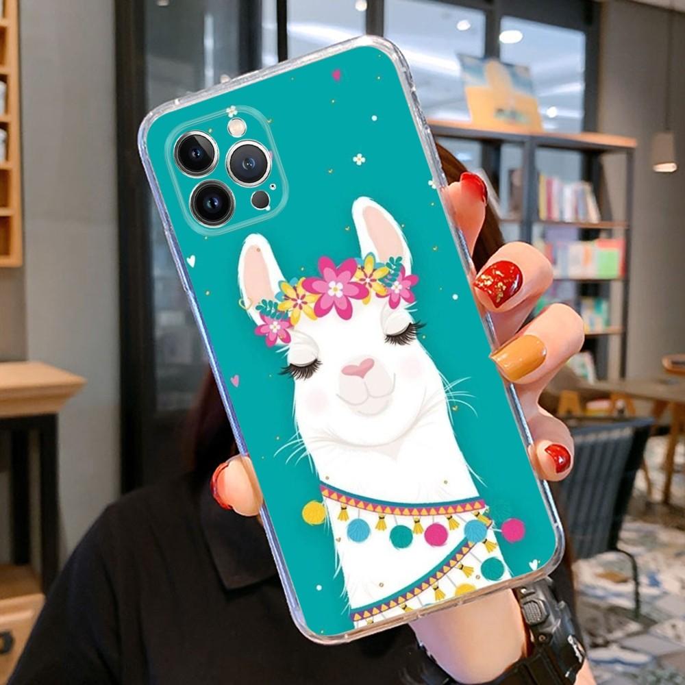 Мультяшный чехол с ламой для iPhone 15 14 11 12 13 Mini Pro XS Max Чехол 6 7 8 Plus X XR SE 2020 Funda Shell