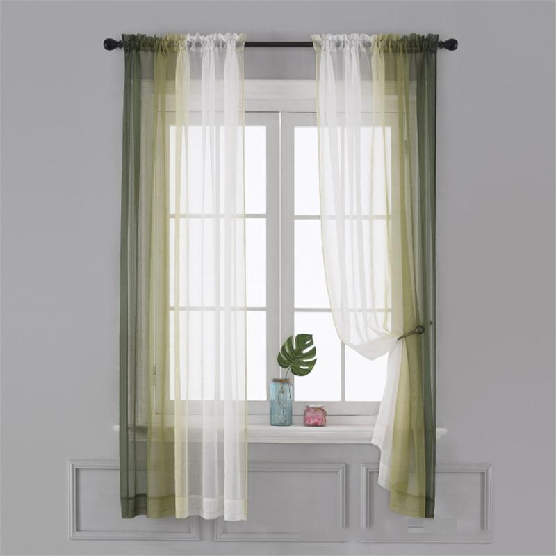 Gradient Curtains Privacy Sheer Simple Elegant Window Scrim For Living Room Bedroom Balcony Sun Filtering Decorative Tulle Drapes