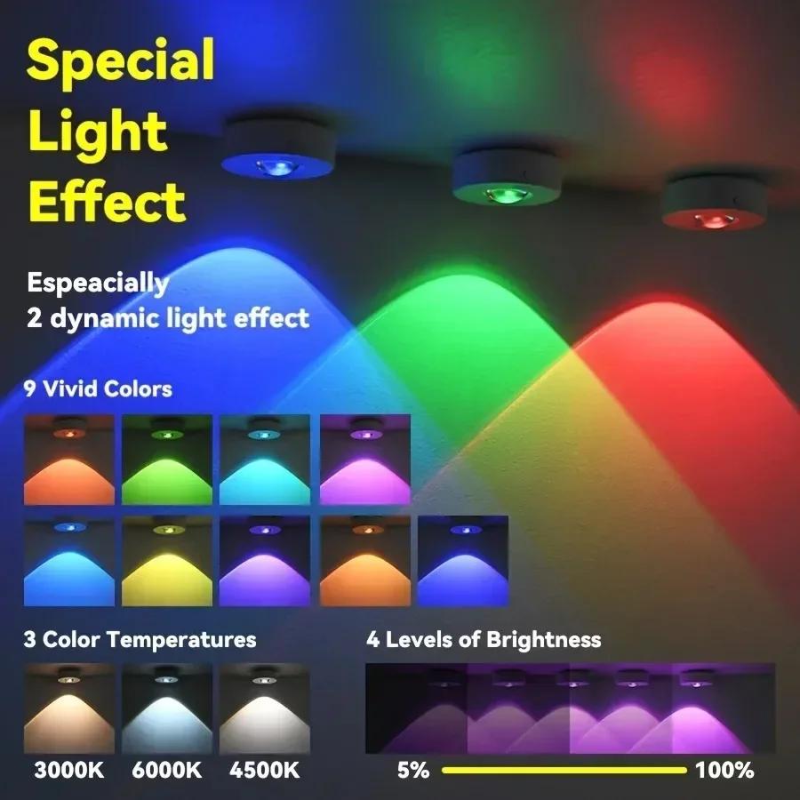 Ночная светодиодная лампа RGB 12 цветов Беспроводная лампа для шкафа Тип-C Перезаряжаемая Пульт дистанционного управления для освещения комнаты, кухни, шкафа