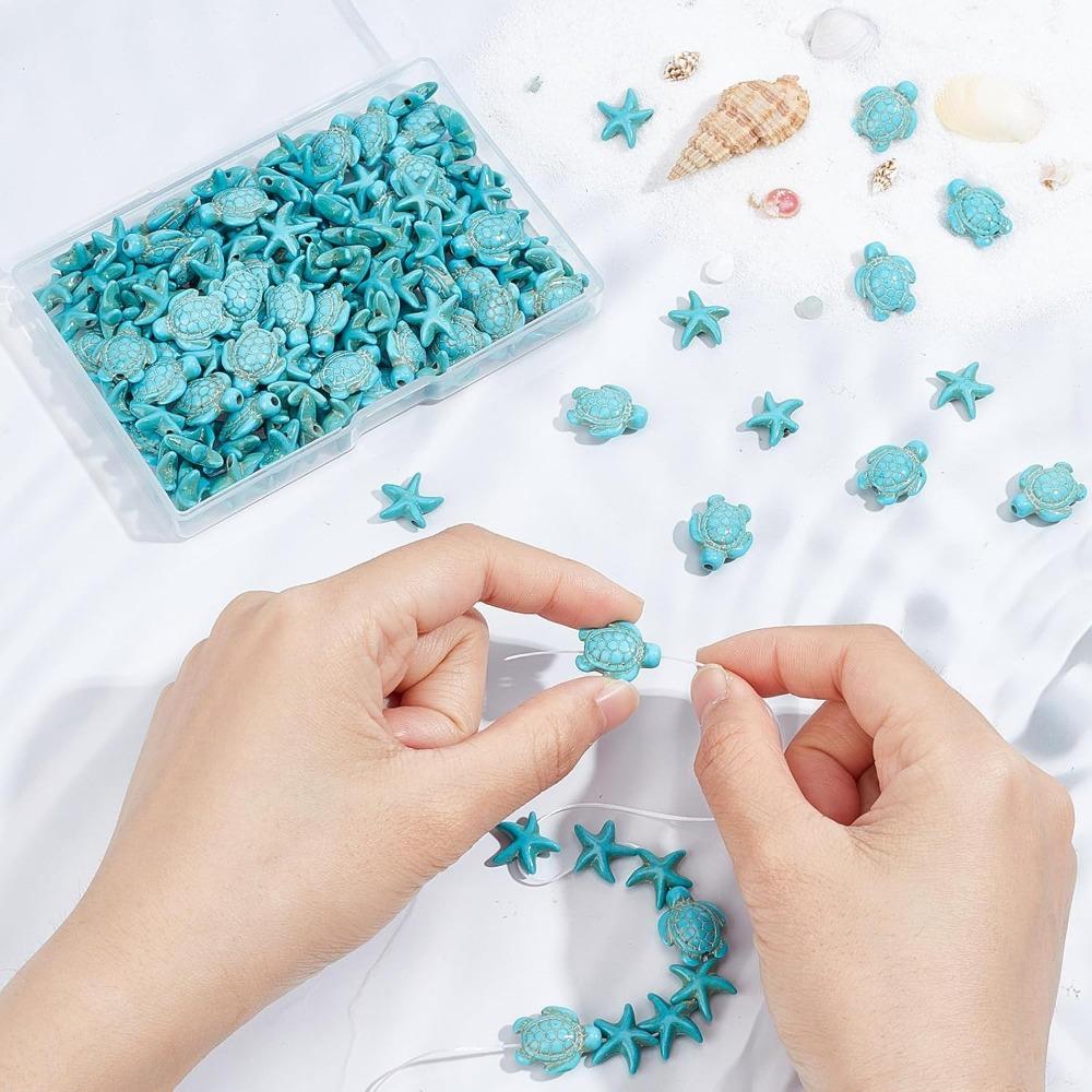 10/30/50 шт. Морская черепаха Чжухай Морская звезда Белый Синий бирюзовый 8 мм Круглый Чжухай Океан Животное Бисер Ювелирные изделия DIY Мастерство