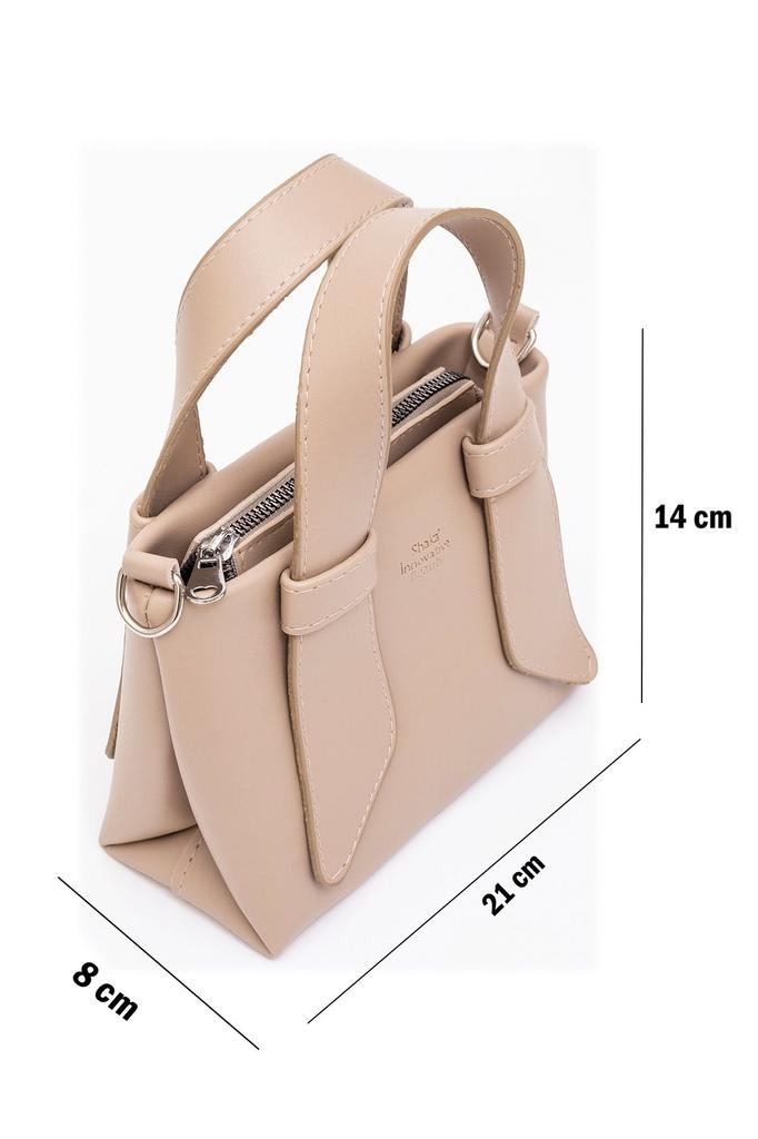 Women's Stylish and Useful Shoulder Bag Black Shk60 Artificial Leather Single Compartment Double Handle Hand and Cross Shoulder Bag L:14W:21W:8 Cm