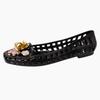 Fashion Niche Design Grid Hollow Crystal Sandals 2025 New Summer with Skirt Flower Transparent Hole Shoes