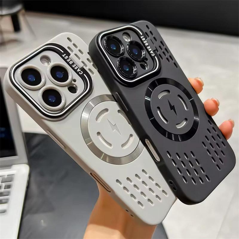 Магнитный чехол для телефона с отводом тепла для iPhone 16 Pro Max 14 Plus 11 12 13 15 17 Pro Max для MagSafe Защитная крышка с кронштейном для камеры