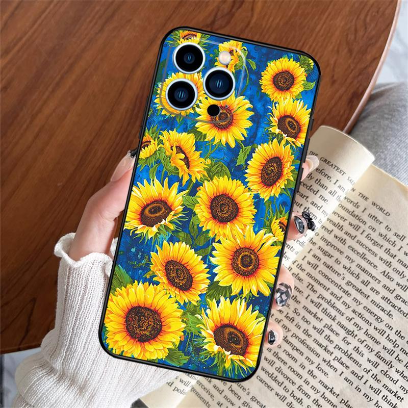 Винтажный чехол для телефона с подсолнухами для iPhone 17 Pro Max 11 14 15 16 Pro Max Plus 12 13 mini 16e 17 Air Задняя крышка