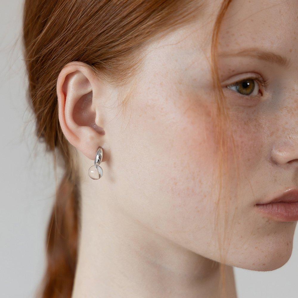 (925 Silver) Crescent Clear Quartz Earrings Ec3237