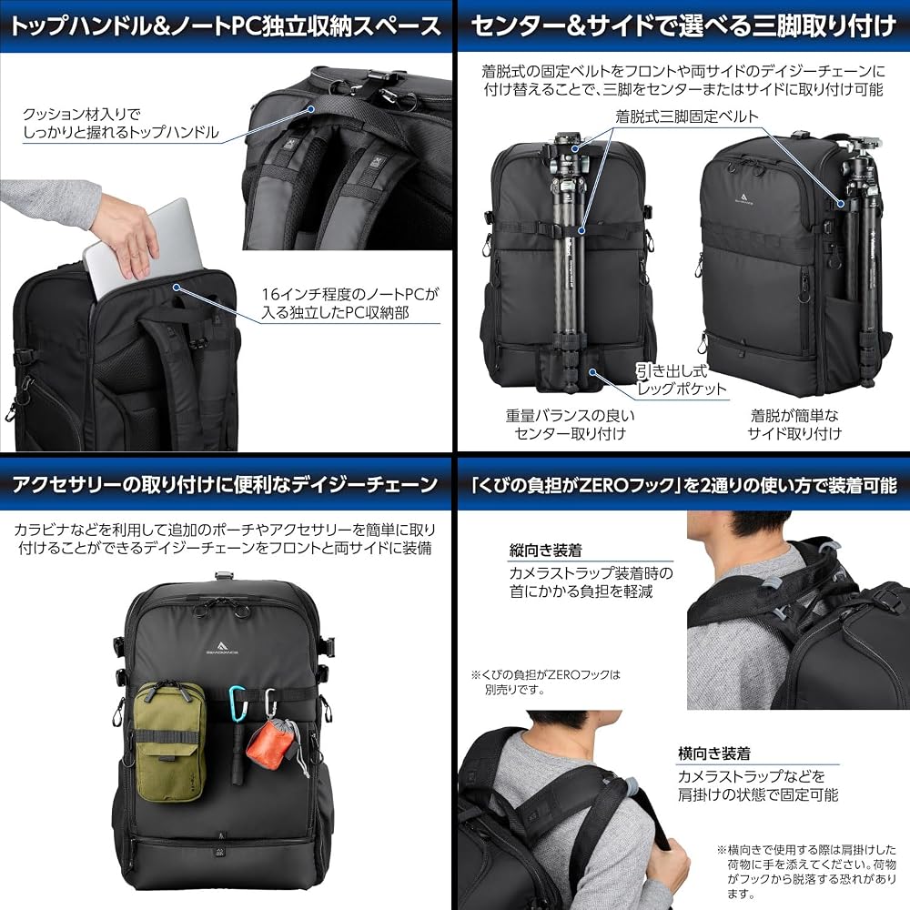 HAKUBA Camera Bag GW-ADVANCE Tank Facegate Backpack 26 AZ Black AMZSGWATKFGBP26 4-way access, full front opening for easy viewing 4977187005165
