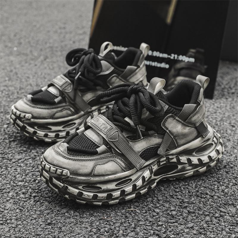 Colored and old Hong Kong style niche light luxury low-top thick-soled cushioning sports shoes non-slip and wear-resistant dad shoes