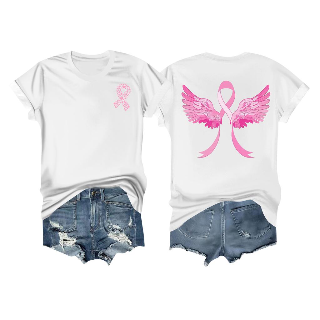 Женская повседневная футболка с коротким рукавом с принтом ленты на груди