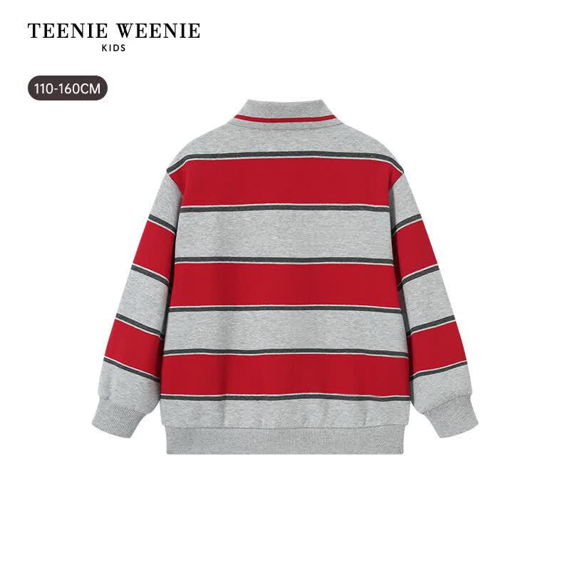 Teenie Weenie Поло-толстовка в полоску с флисовой подкладкой для мальчиков