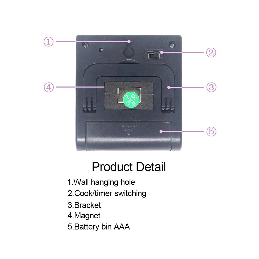 Digital Cooking Thermometer Food BBQ Baker Temperature Meter 0-250C Temperature Probe Clock Timer