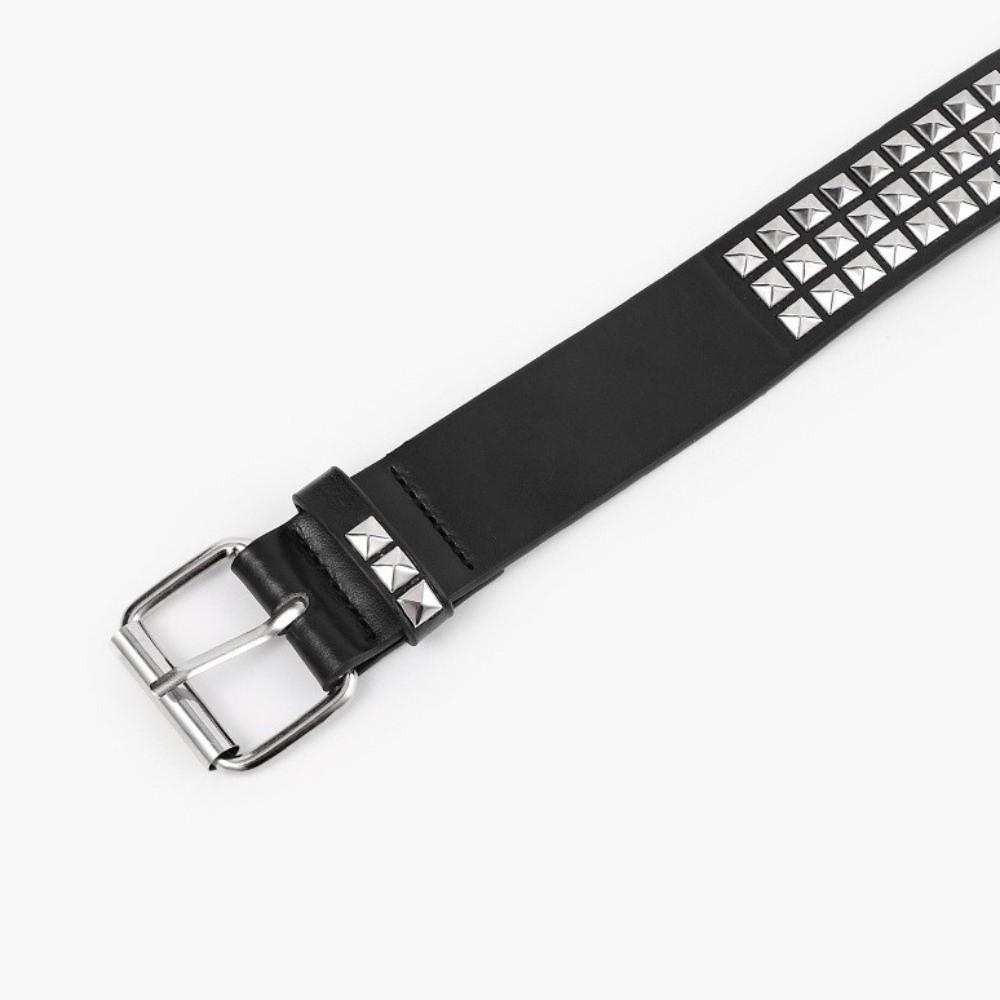 Vintage Punk Rivet Belt Stainless Steel Buckle Y2K Pyramid Belt Trend Metal Gothic Waistband Rock