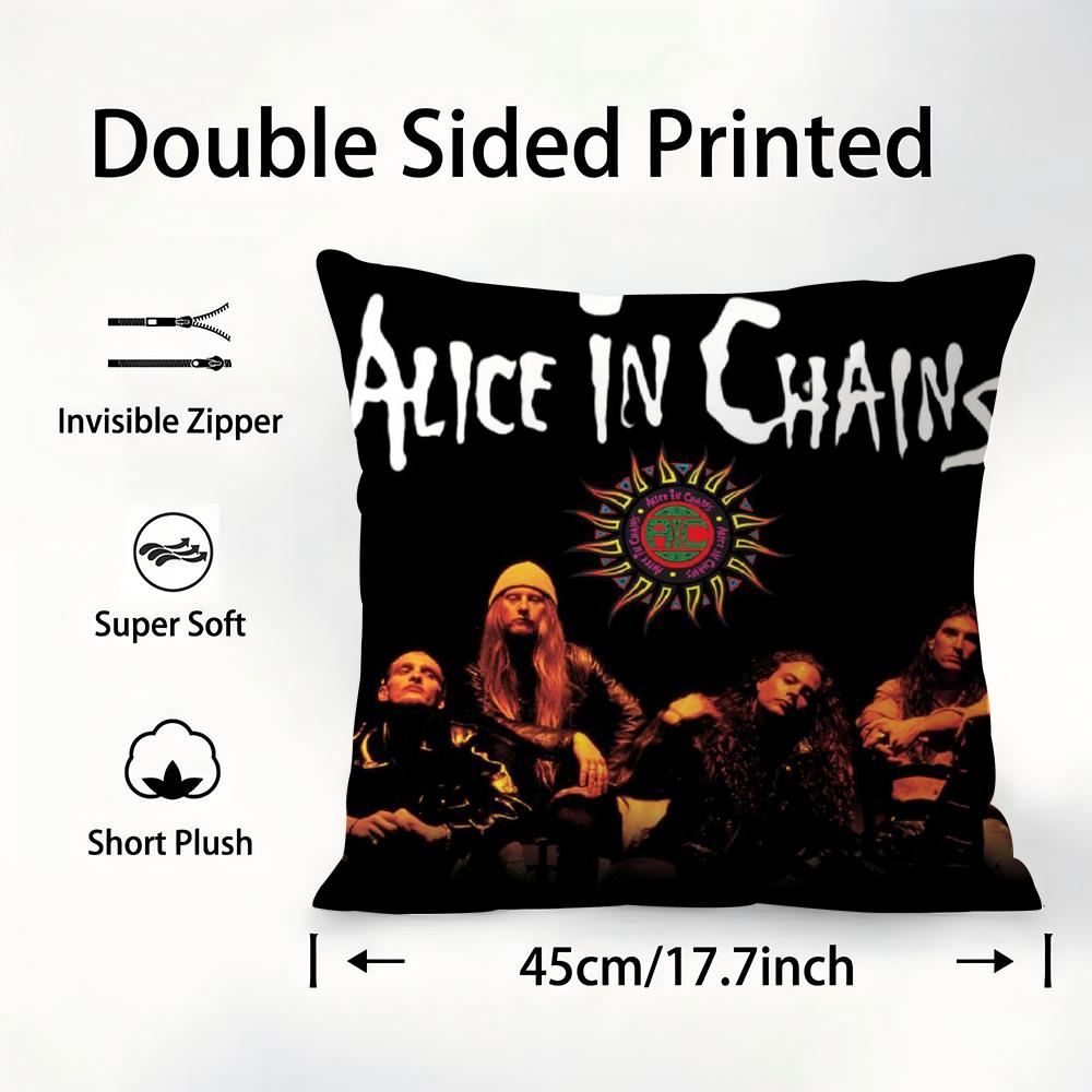 Подушка A-Alice In C-Chains Наволочка Плюшевая Ткань Мягкая Наволочка Двусторонний Принт Чехол на Подушку Дивана Подушка-Плед