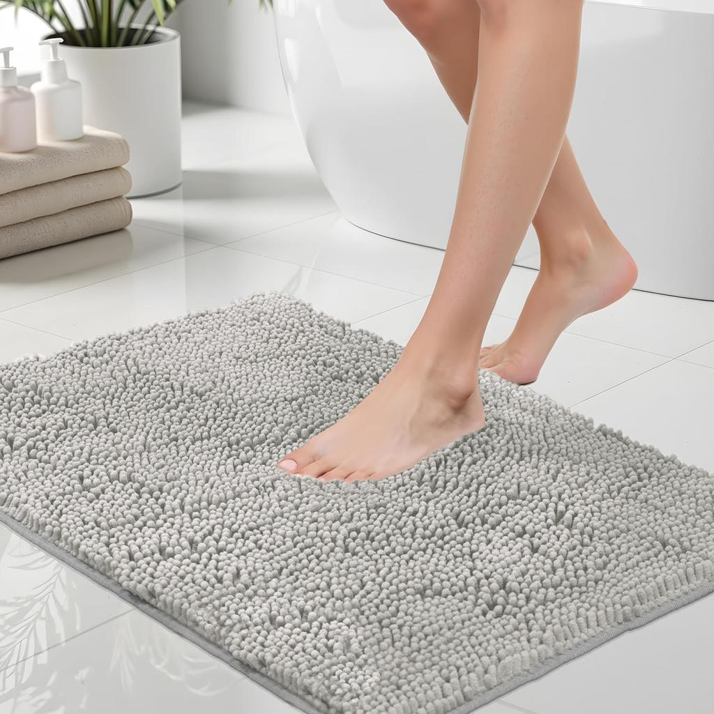 Bath Rug Mat Thick Quick Dry Soft Absorbent Chenille Mats Rubber Backing Washable Shower Floor Rugs for Bathroom Accessories