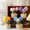 Tulips Crochet Flowers with Potted Cute Knitted Flower Tulips Artificial Palnt Easter Decoration 2025 Office Table Car Decor