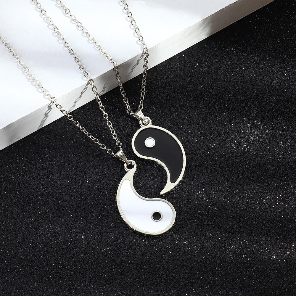 Tai Chi Vintage Yin Yang Mystical Women Gold Pendant Clavicle Chain Necklaces Jewelry