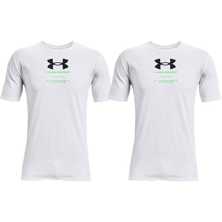Under Armour Logo Print Crew Neck T-Shirt Men Tops White 1366443-100