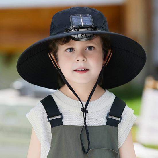 Широкополая шляпа от солнца с вентилятором на солнечной батарее, дышащая сетчатая шляпа с защитой от ультрафиолета для детей и мальчиков