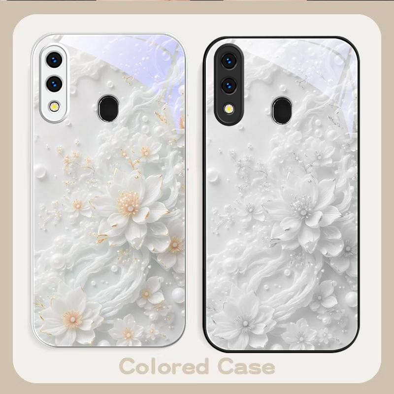 Красивые белые цветы Для Samsung A20 30 22 23 24 25 26 A31 32 33 34 A35 42 50 51 52 53 54 55 56 70 71 72 73 стеклянный чехол для телефона