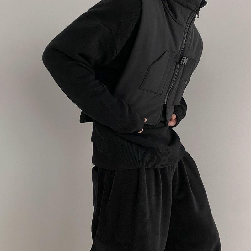 Дизайнерский рабочий жилет с воротником-стойкой, мужской зимний новый свободный повседневный жилет в корейском стиле