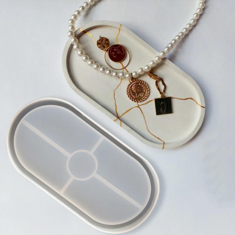 Овальный поднос Цемент Силиконовые формы DIY Цветочный горшок Бетон Гипсовая форма Пепельница Подставка Кристалл Форма Гипсовая форма