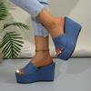 Новые летние женские тапочки Benim Blue Slippers Platform Beach Flip Flops Trend Beach Heels женская обувь на танкетке Slides Women