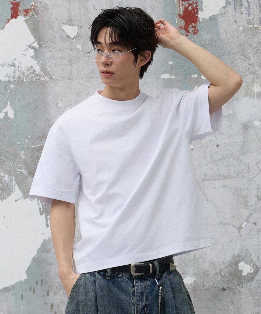 AGOD Back Incision Crop Half T-Shirt [White]