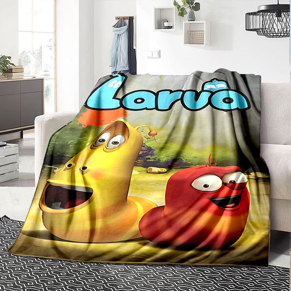 Larva Adventure Forest Flannel Blanket Super Soft Warm Cozy Blanket For Sofa Bed Office Travel Allseason Home Decor Gift