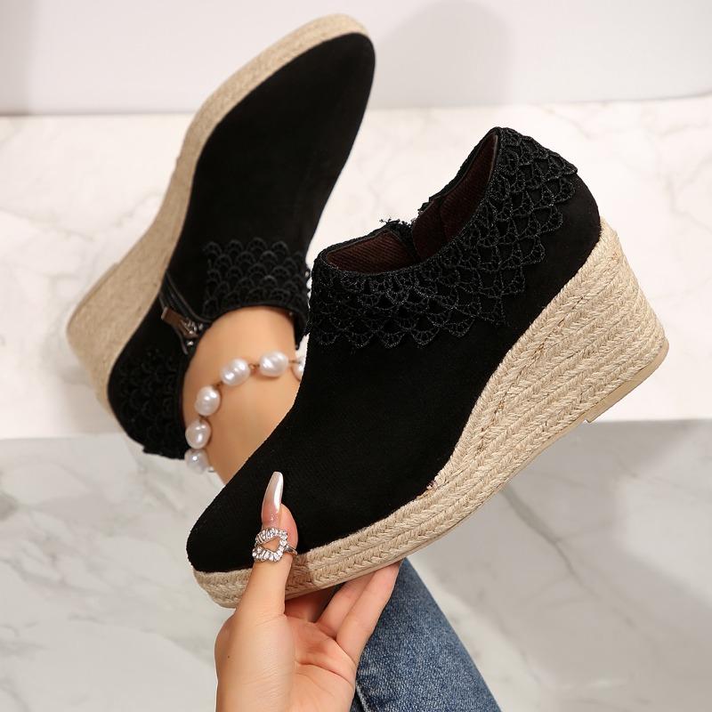 Женская обувь 2024 года, горячая распродажа, Рим, женские туфли на высоком каблуке, повседневные туфли-лодочки на платформе, женские туфли на шнуровке с боковой молнией на танкетке, женская обувь для активного отдыха Zapatos