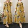 DIMANAF 2025 Женское Новое Весеннее Длинное Платье Большого Размера Базовое Длинное Рукав Свободное Повседневное Цветочное Винтажное Макси Оверсайз