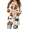 Женская модная повседневная куртка-кардиган средней длины с принтом на Хэллоуин и нерегулярным подолом