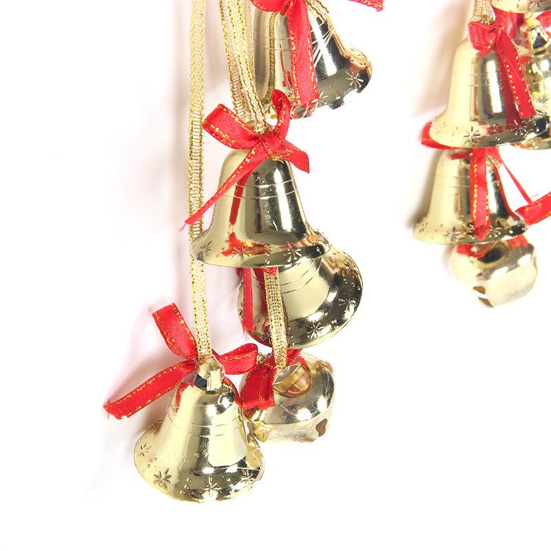 Santa Claus Christmas Bell Ornament Golden with Red Bow Exquisite Handcrafted Decor for Home Xmas Tree Holiday Decoration