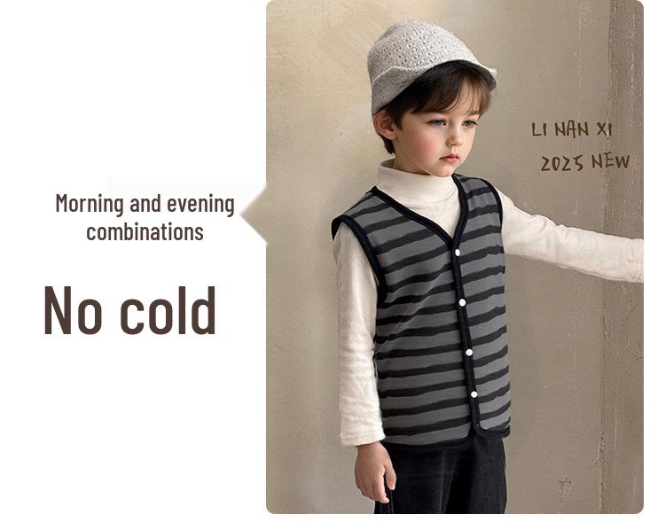 88301 Kids' Fashionable Fleece Vest - 2025 Autumn/Winter Warm Sleeveless Jacket