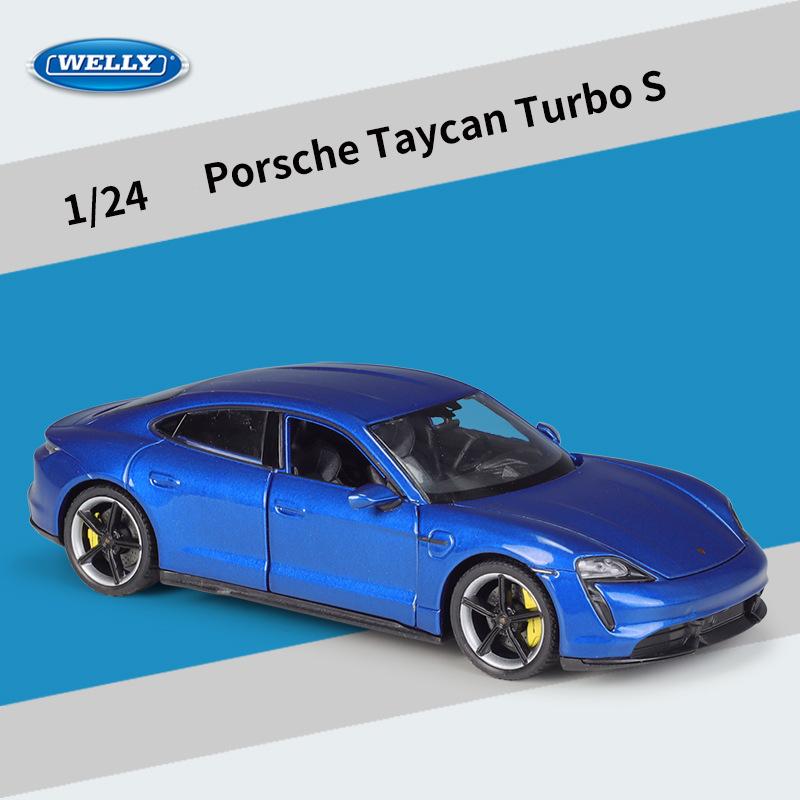 AABKO1 WELLY 1:24 Porsche Taycan Turbo S Alloy Car Diecasts & Toy Vehicles Car Model Miniature Scale Model Car Toy For Children