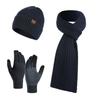 Men's and Women's Autumn and Winter European and American Knitted Hat Sets Solid Color Scarf Hat Three-piece Set
