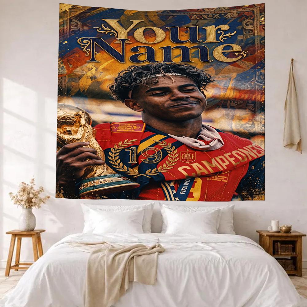 Lamin Yamal Custom Your Name Wall Decor Tapestry Art For Pet Memorial Birthdaywedding Party Backdrop Family Gift
