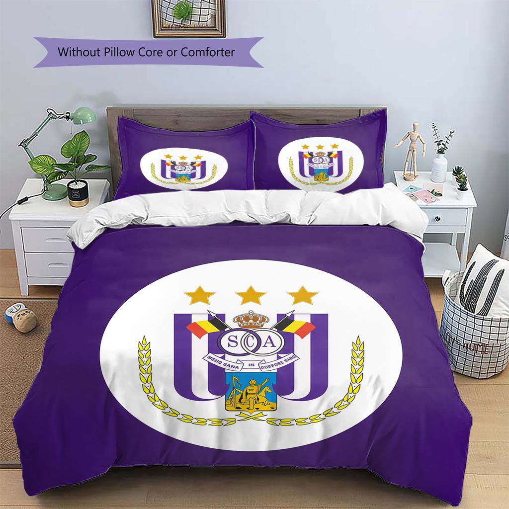 RSC Anderlecht  Узорный Комплект Постельного Белья Одеяло  Домашний Декор  Подарок (1 пододеяльник + 2 наволочки без наполнителя)