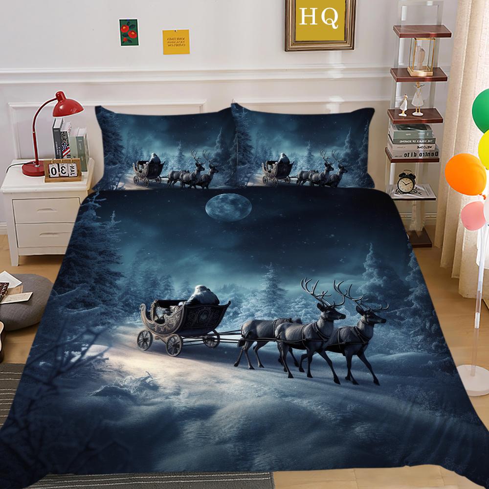 Комплект постельного белья из микрофибры с 3D рождественской печатью, полноразмерный комплект постельного белья из микрофибры, высококлассные милые покрывала