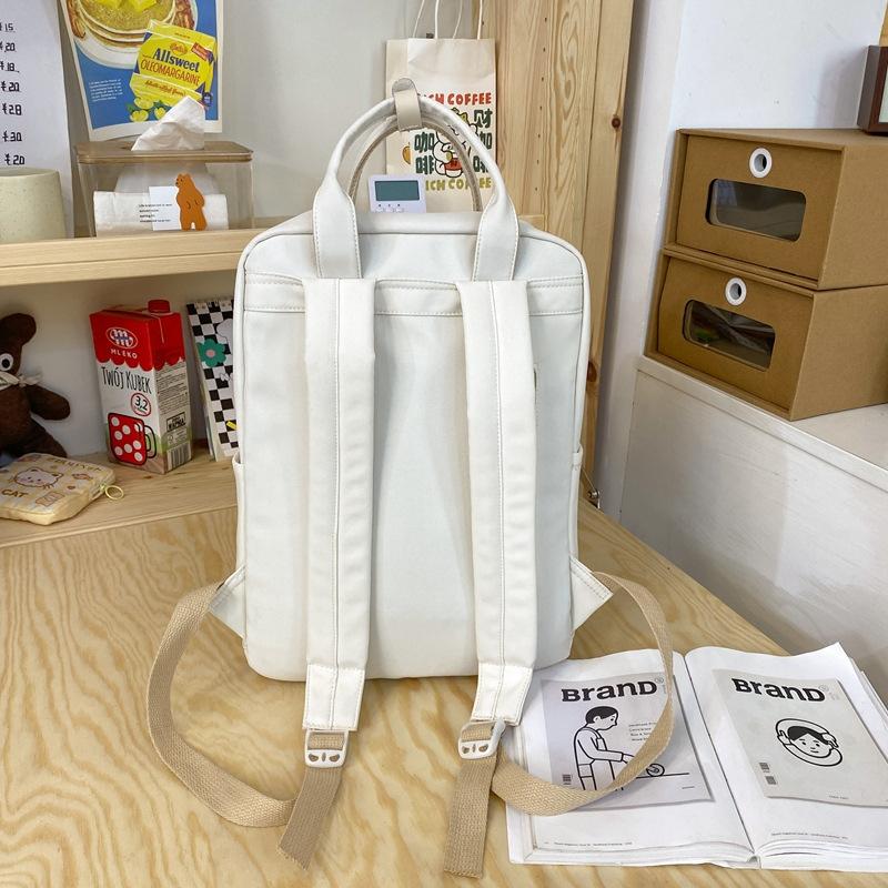 College Style Junior High School Student Schoolbag Solid Color Student Backpack Women's Nylon Backpack