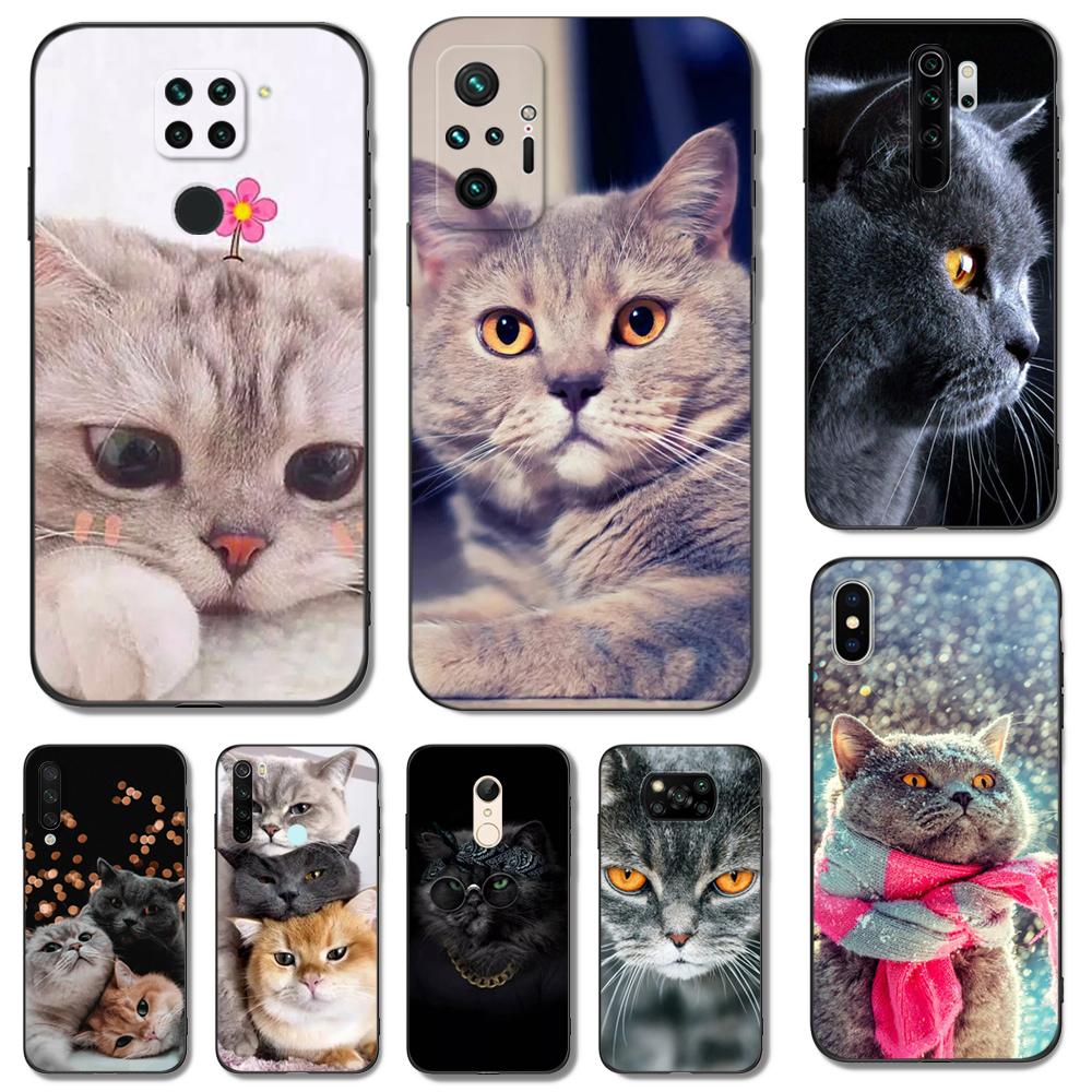 Black Tpu Case For Xiaomi Redmi 9T Note 9T Note 10 8 8T 7 5G 4G Pro 10S British Shorthair Cat