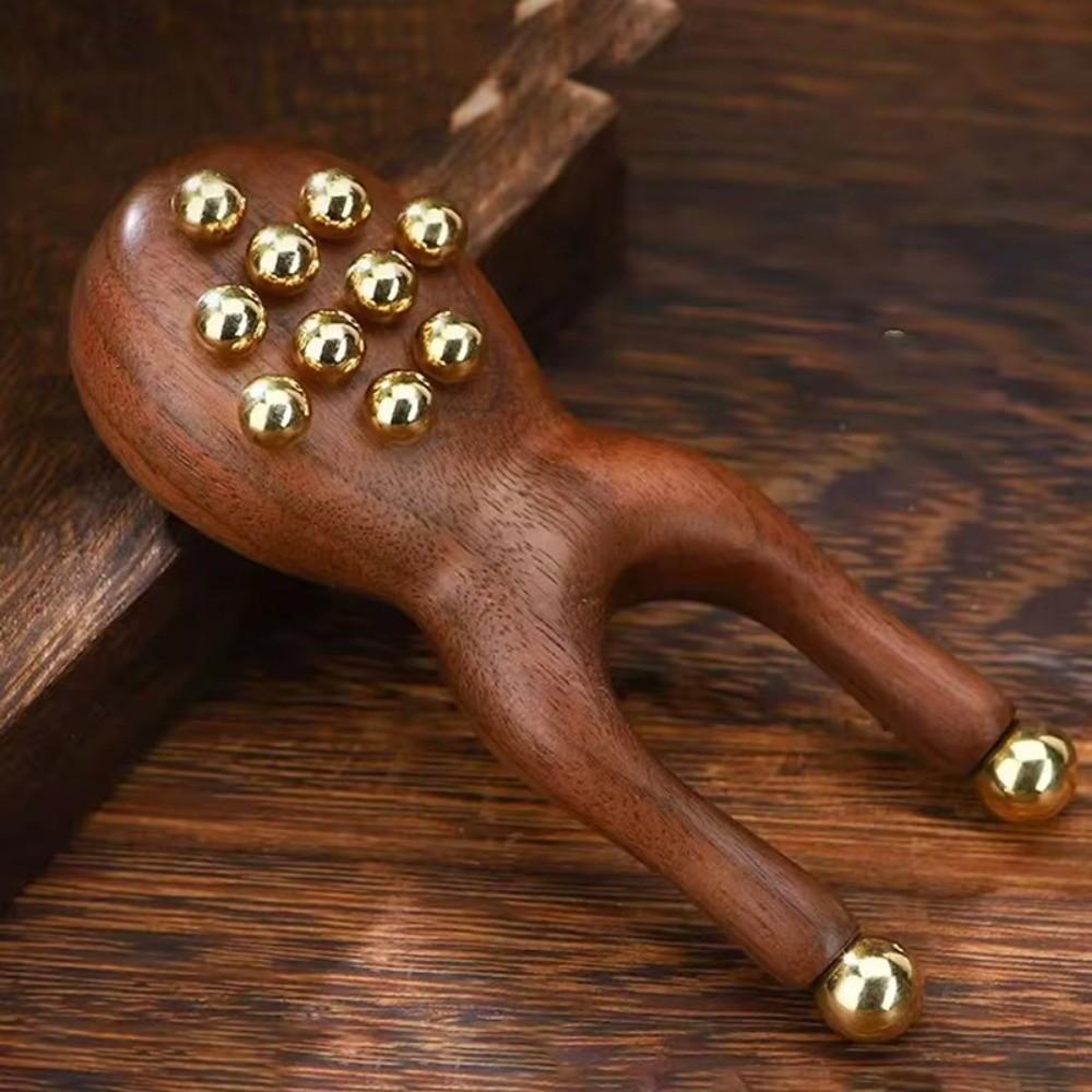 Handheld Wooden Nose Scraping therapy Antistatic Handheld Comb New Brass Bead Comb  Nose Relaxation