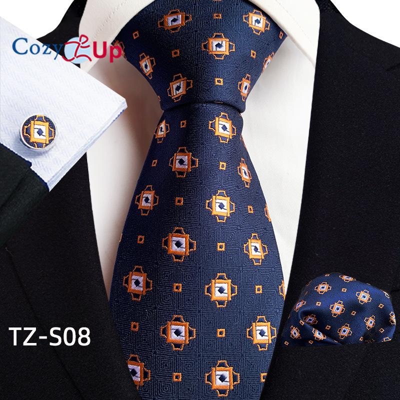 Cozy Up Набор из трех предметов, модный деловой мужской галстук с узором пейсли, включает в себя галстук, запонки, носовой платок