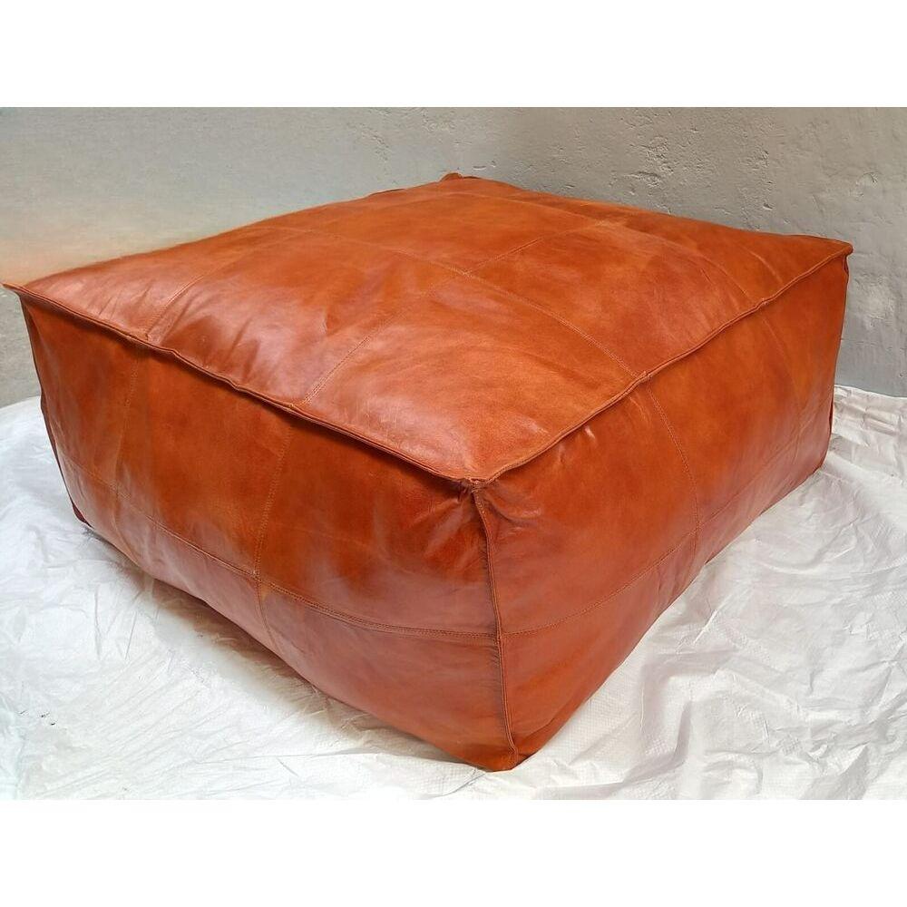 Новый марокканский османский пуф из натуральной кожи без набивки ручной работы в стиле бохо