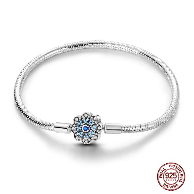 17-20CM Star Moon Bracelet 925 Copper Pink Heart Clover Charms Snake Chain Luminous Bracelet For Women DIY Birthday Zircon Gift